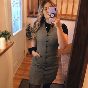 ✿ Ann Taylor Houndstooth Button Up Vest Dress Size 6